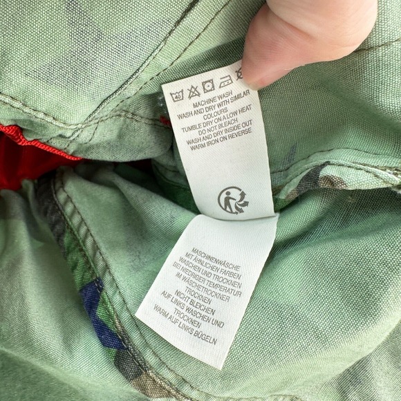 Boden Jacket Kids 6-7Y Green Blue Camo Stars Cotton Army Button Elastic Waist - Picture 6 of 9